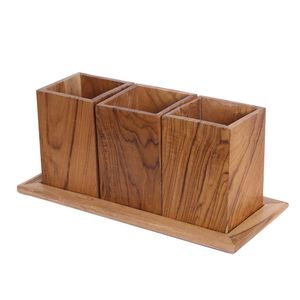 Organisateur de Couverts Artisanal Rustique en Bois de Mangue et d'Acacia, Écologique, Durable et Léger, Repose-Cuillères et Pinces à Casseroles Artisanales Indiennes - Product Image 4