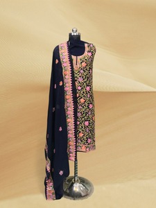 Nouvelle collection de créateurs, salwar kameez en faux georgette avec broderie, ensemble de fête entièrement cousu, prêt à porter, séchage rapide, toutes saisons - Product Image 2