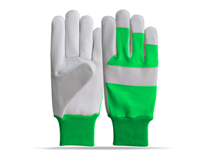 Guantes de trabajo de cuero de grano de cabra con dorso de tela de algodón entrelazado, guantes de conducción de cuero transpirables, cómodos y seguros para las manos. - Product Image 6
