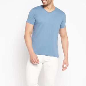 Casual Men's 100% Cotton Knitted Eco-Friendly Breathable Lightweight <b>V</b> Neck Short Sleeve Custom Logo Printing Regular <b>Fit</b> - Product Image 3