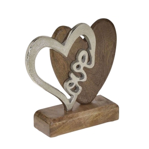 Adorno Minimalista de Metal para Regalo con Base de Madera Plateada para Decoración Navideña, Decoración de Interiores y Regalos - Product Image 1