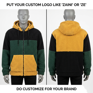 <b>Men</b> Polar Fleece <b>Running</b> <b>Jacket</b> 240 GSM Brushed Full Zip Stand Collar Dark Brown Custom logo Woven Patch Embossed Reflective - Product Image 5