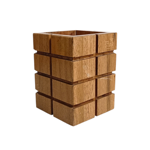 Porte-crayons en bois écologique, boîte de rangement, design Art Déco, multifonctionnel, gain de place, pour bureau, école, fournitures de bureau - Product Image 1