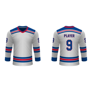 Men's Ice Hockey Jersey Full Sleeve <b>Striped</b> V-Neck Breathable Polyester Regular Fit Adult Apparel Sublimated Print - Product Image 1