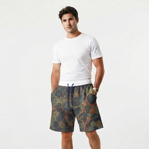 Shorts de sport en molleton pour hommes, 100 % polyester, taille mi-haute avec cordon de serrage, coupe ample, sublimation, pour la course à pied - Product Image 1