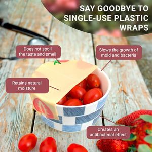 Involucro ecologico lavabile e riutilizzabile per la conservazione degli alimenti in cera di soia biologica per la conservazione sicura degli alimenti - Product Image 3