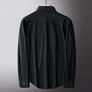 Camisa de Vestir para Hombre, de Poliéster y Algodón, Manga Larga, Cuello Mao, Color Sólido, Transpirable, Informal de Negocios, para Oficina - Product Image 2
