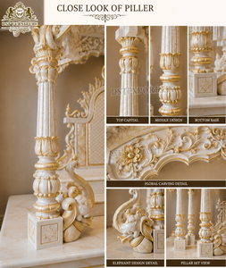 Marble Look Wooden <b>Mandir</b> for Jain Temple Handcrafted White and Gold Teak Wood Pooja <b>Mandir</b> Wooden Pooja Cabinet with Storage uk - Product Image 5
