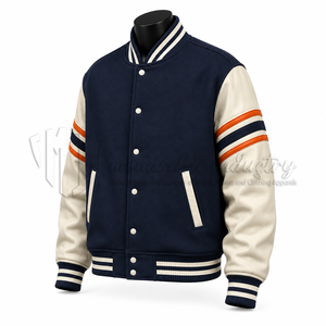 Chaqueta Varsity de Lana al por Mayor con Mangas de Cuero PU, Chaqueta Letterman Personalizada - Product Image 3