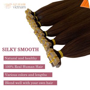 2025 meilleure qualité kératine bande Extensions de cheveux 100% brut vietnamien Remy cheveux pleine longueur en couleur brun foncé - Product Image 3