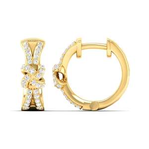 Luxury Trendy Gift Knot Design Cut Lab Grown Diamond <b>Huggie</b> Hoop <b>Earrings</b> 10K 14K 18K Gold 925 935 Sterling <b>Silver</b> - Product Image 2
