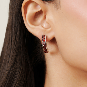 Pendientes de Aro Finos de Plata de Ley 925 con Granate de Corte Redondo 100% Auténtico, Joyería de Piedra de Nacimiento de Enero, Más Vendidos - Product Image 2