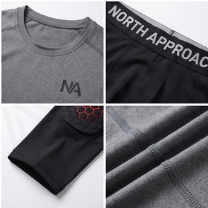 Ensemble de yoga 2 pièces North Approach, sans manches, col rond, gris uni, noir, anti-transpiration, vêtements de sport - Product Image 4