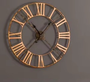 Golden Color New Round Metal <b>Wall</b> <b>Clock</b> Analog Quartz Silent Design Minimalist Style Living Room <b>Decoration</b> Use Metal <b>Wall</b> <b>Clock</b> - Product Image 1