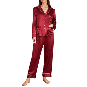 Solid Color Long Sleeved Women's <b>Pyjamas</b> Summer Sleepwear with Pants 100% Cotton Pajamas Sets - Product Image 3