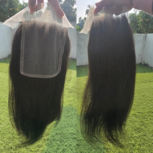 Extensiones de Cabello Humano Remy Indonesiano, Cierre de Cabello Liso Negro con Doble Trama a Máquina, 100% Cabello Virgen con Cutícula Alineada - Product Image 3