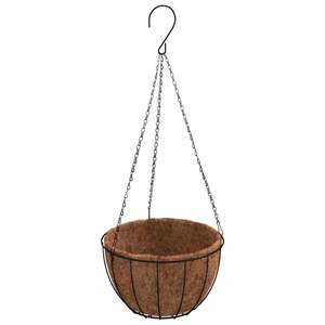 Jardinière suspendue en acier noir avec revêtement en poudre, paniers suspendus en fibre de coco et accessoires - Product Image 4