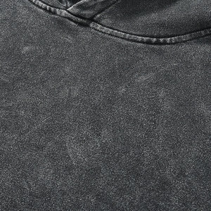 Sweat-shirt à capuche OEM pour homme en coton French Terry noir, coupe oversize, effet vieilli, court, vintage, délavé à l'acide - Product Image 6