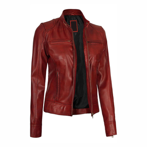 Veste longue en cuir véritable respirant à 100 % pour femmes, avec fermetures éclair, pour le printemps et l'automne, prix de gros. - Product Image 4