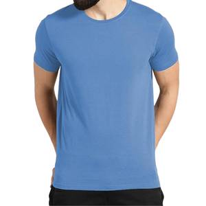 Camiseta de Algodón Azul Marino para Hombre, Manga Corta, Cuello Redondo, Corte Regular, Color Sólido, Tejido Jersey - Product Image 4