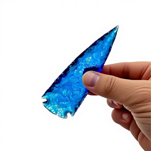 Pointe de flèche en verre bleu taillée à la main (ou de style obsidienne) - Product Image 1