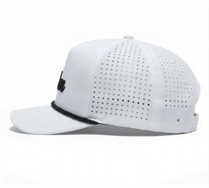 Casquettes 5 panneaux en tissu coton, découpe laser, visière plate, broderie 3D, logo personnalisé, baseball, golf, forme structurée, unisexe - Product Image 2