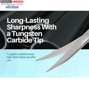 กรรไกรโค้งโกลด์แมนฟ็อกซ์ 5 นิ้ว ทังสเตนคาร์ไบด์เคลือบพลาสมาสีน้ำเงิน สำหรับงานละเอียด ความแม่นยำสูง ใช้ในงานผ่าตัดและทันตกรรม - Product Image 2