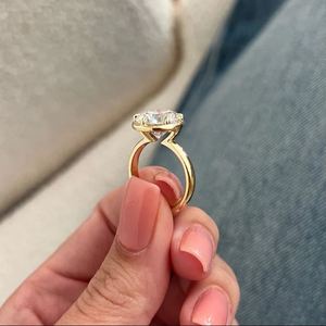 3.0 Carat Round Brilliant Cut Lab Grown Diamond IGI Certified <b>14K</b> <b>Gold</b> Plated Luxury Engagement Wedding & Party <b>Ring</b> - Product Image 4