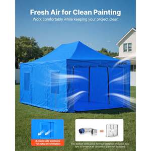 Cabine de peinture portable pour garage, tente 231,1 x 156,7 x 70,08 pouces, imperméable, design pliable, 4 fenêtres latérales en maille pour pièces automobiles - Product Image 3