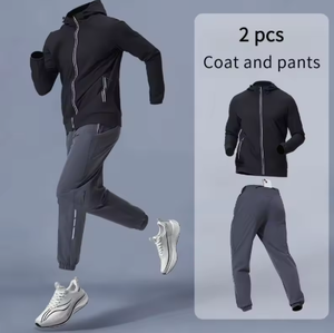Men's Sportswear Set with Hood Training Gear Breathable <b>Jacket</b> And Pants Fitness Outfit for Comfortable Exercise Clothing - Product Image 6