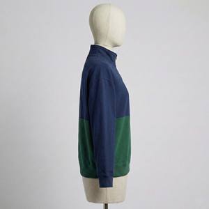 <b>Retro</b> Sport Style Women Quarter Zip <b>Sweatshirt</b> Forest Green Color Block Pullover Vintage Tennis Aesthetic Stand Collar Jumper - Product Image 3