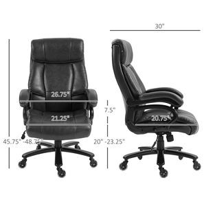 Big <b>Tall</b> Executive Office <b>Chair</b> 400 Lbs Adjustable Height PU Leather Black-BIFMA Certified Aluminium Nylon Plastic Furniture - Product Image 3