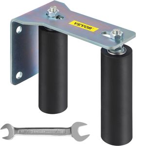 6\" <b>Black</b> Nylon Gate Roller Guide with Zinc Painted L-Shape <b>Bracket</b> Adjusta for Sliding Door & Window Rollers - Product Image 1
