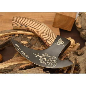 Burraq Hache à pizza artisanale en acier au carbone, manche en bois de rose, étui en cuir, 10 pouces, pour bricolage, camping en plein air, usage industriel, Fête des Pères - Product Image 2