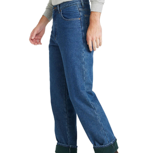 Pantalones Vaqueros de Pierna Recta de Cintura Alta, Corte Regular, Algodón de Peso Medio, Color Azul Sólido, Estilo Casual para Hombre, Primavera - Product Image 2