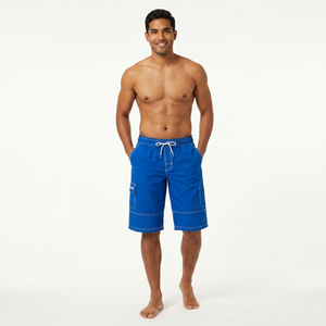 Pantalones Cortos de Playa Azules para Hombre, Color Sólido, Cintura con Cordón, Secado Rápido, Bolsillos Tipo Cargo, Pantalones Cortos Casuales Tipo Bermuda, Tejido de Poliéster - Product Image 2
