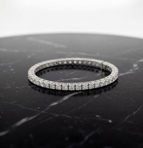 Bracelet tennis classique en or avec diamants ronds, en argent sterling, élégant, luxueux, bijoux fins pour femmes, style quotidien, cadeau de mariage, fête - Product Image 2