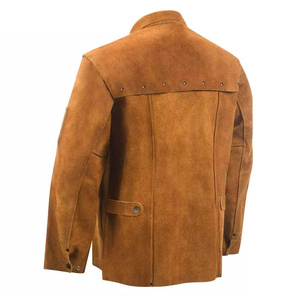 Chaqueta de Soldador Marrón de Cuero Vacuno Premium con Aberturas Laterales, Resistente a la Abrasión, para Trabajo Pesado y Bomberos - Product Image 5