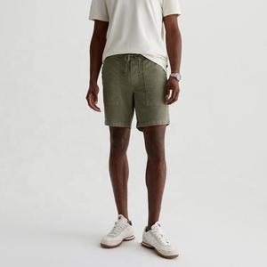 Shorts en jean délavé foncé pour homme, coupe droite, taille mi-haute, décontracté, pour l'été, en tissu de coton tissé, avec poches - Product Image 2