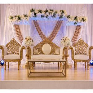 Western Reception Stage Diamond <b>Sofa</b> Set Stylish White <b>Gold</b> Wedding Stage <b>Sofa</b> Set Luxury Indian Wedding Maharaja <b>Sofa</b> Set USA - Product Image 1