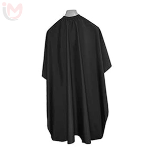 Cape de coiffure noire en polyester résistant à l'eau, antistatique, avec taille réglable, tablier de barbier pour salon - Product Image 1