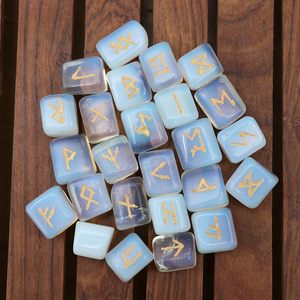 Juego de Piedras Rúnicas de Opalita Azul Pulida, 25 Piezas Grabadas con 1 Piedra en Blanco para Reiki y Colección de Adivinación Religiosa, Venta al por Mayor - Product Image 5