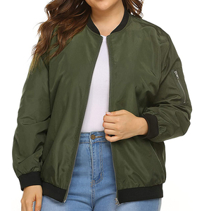 High Quality Breathable Embroidery Plus Size Dyed Long Sleeve Stand Collar Regular Full Zip Bomber <b>Jacket</b> for Women Hot Sale - Product Image 6