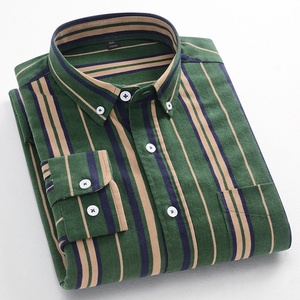 Chemise habillée à manches longues rayée pour homme, col rabattu, 100 % coton, chemise de travail à motifs boutonnée - Product Image 2