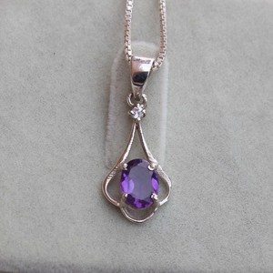 Trendy Wholesale Sterling Silver Gold Plated Oval Cut <b>Amethyst</b> <b>Pendant</b> Handmade Minimalist Women's Jewelry - Product Image 1