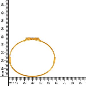 Elegant 14K Yellow Gold Women's <b>Bangle</b> <b>Bracelet</b> with Lab Grown Diamond Round Brilliant Cut and Leaf Motifs - Product Image 4