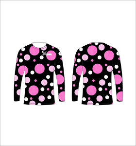 Camiseta Personalizada de Manga Larga con Estampado de Puntos Rosa y Blanco, Estilo Urbano, Cuello Redondo, Informal, Transpirable, Tejido Suave, Venta al Por Mayor - Product Image 1