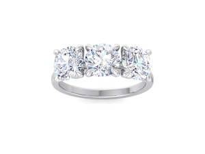 Round Cut Lab Diamond Three Stone <b>Ring</b> White Gold Classic Trilogy Engagement <b>Ring</b> - Product Image 2