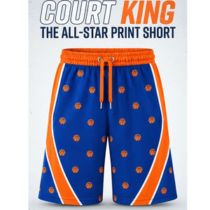 Pantalones Cortos Deportivos de Baloncesto para Hombre con Costuras Finas y Estampado de Baloncesto por Sublimación Personalizado, Pantalones Cortos Absorbentes de Sudor para Juego - Product Image 6