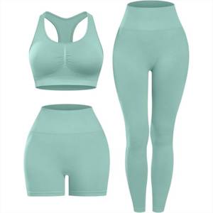 Ensemble de sport pour femmes en 3 pièces à séchage rapide avec tissu de haute qualité, vêtements de fitness, ensemble de yoga avec impression personnalisée - Product Image 6